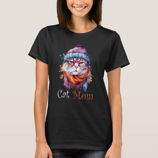 Cat Mom Cat  Mother s Day Mom Women Mothers T-Shirt (Front)