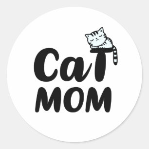 cat mom classic round sticker