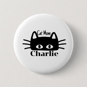 Cat mom custom cat name 6 cm round badge