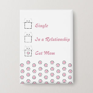 Cat Mom Cute Cat Paw White & Pink Button