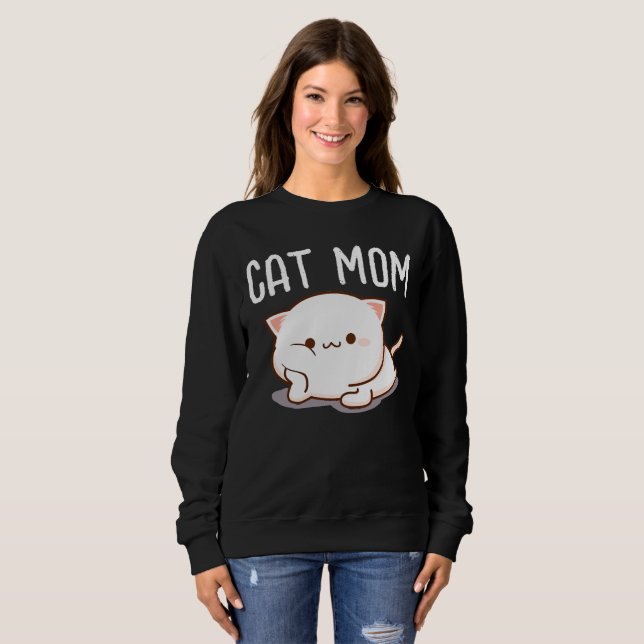 CAT MOM CUTE T-SHIRT SWEATSHIRT (Front Full)