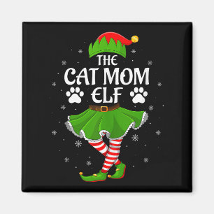Cat Mom Elf Christmas Family Girls Women Elf Squad Magnet
