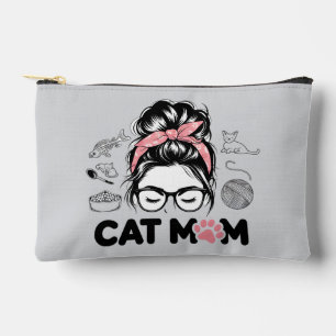 "Cat Mom" Funny Cute Cat Lover Women Accessory Pouch