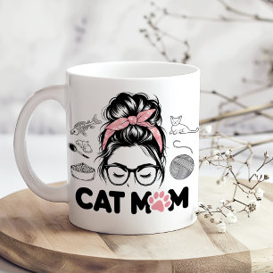 "Cat Mom" Funny Cute Cat Lover Women Coffee Mug