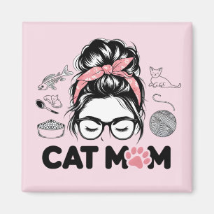"Cat Mom" Funny Cute Cat Lover Women Magnet