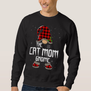 Cat Mom Gnome Buffalo Plaid Matching Family Christ Sweatshirt