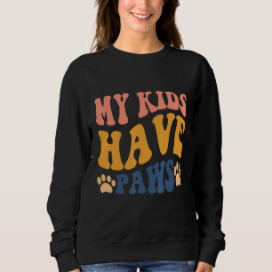 Cat Mom Groovy Mama Letter My Kids Have Paws Sweatshirt