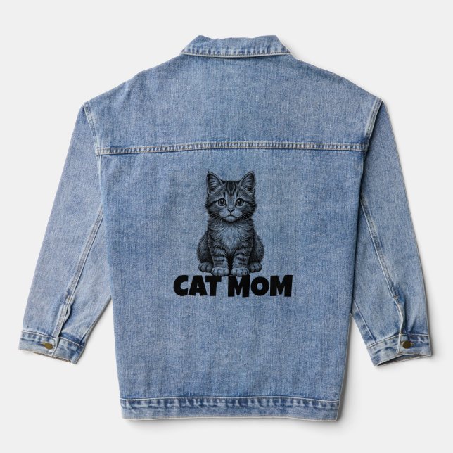 CAT MOM KITTEN DENIM JEAN JACKET (Back)