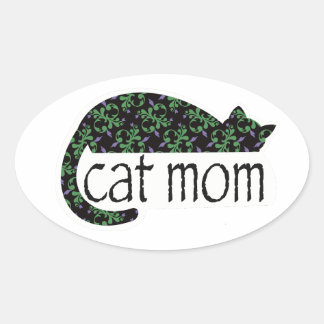 Cat Mom Oval Sticker