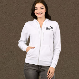 Cat Mom Pet Lover Funny Quote Cute Black And White Hoodie