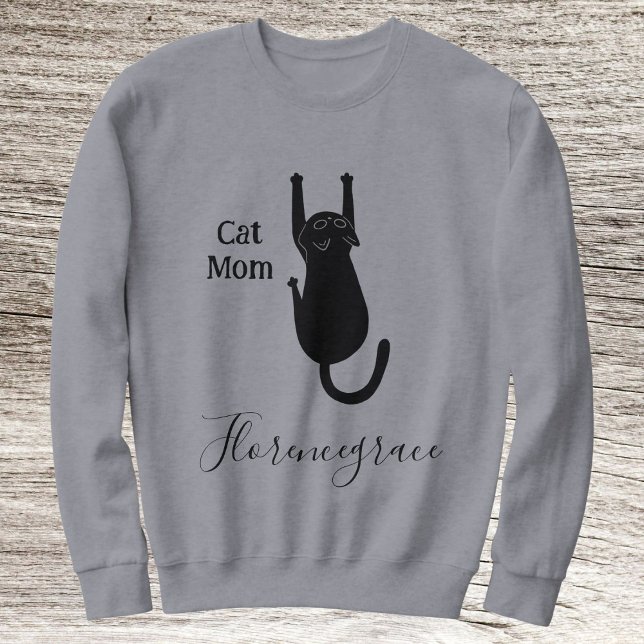 Cat Mom Pet Lover Script Name Personalized Grey Sweatshirt (Creator Uploaded)