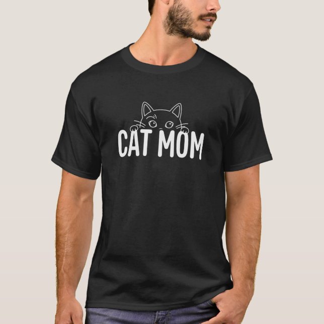 Cat Mom T-Shirt | Cute Minimalist Cat Lover Shirt  (Front)