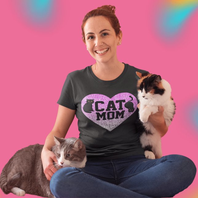 CAT MOM T-SHIRTS FAUX GLITTER (Creator Uploaded)
