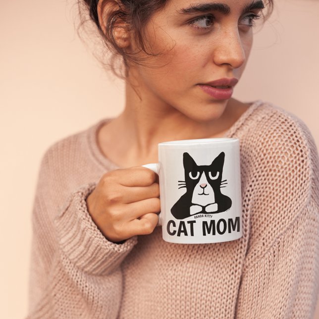 CAT MOM, (tuxedo cat) PANDA KITTY Coffee Mugs (Creator Uploaded)