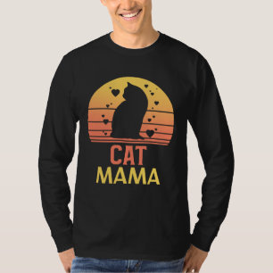Cat Mom Vintage 80s Style Ca Womens Retro Distress T-Shirt