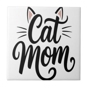 Cat Mom Whiskers and Ears Tile