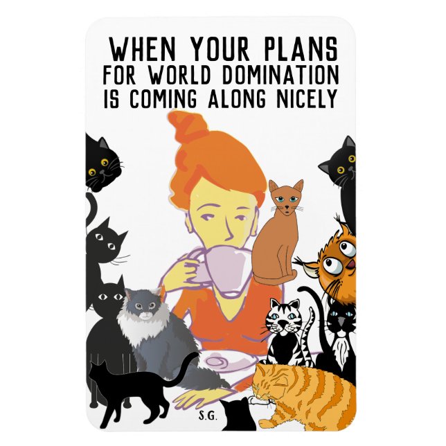 CAT MOM WORLD DOMINATION FLEXIBLE MAGNET (Vertical)
