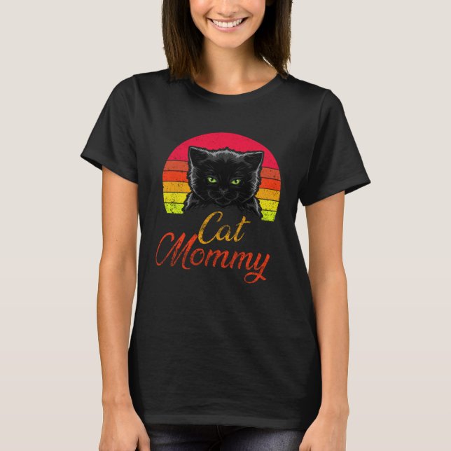 Cat Mommy Kitty Kitten  Mom Mama Mother s Day Retr T-Shirt (Front)