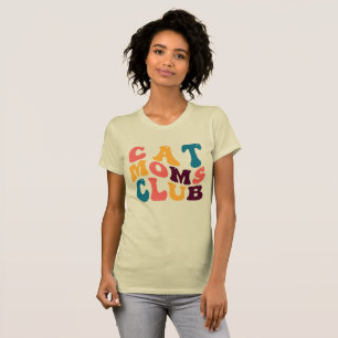 Cat Moms Club Groovy Retro Summer Vibes Sad Beige T-Shirt