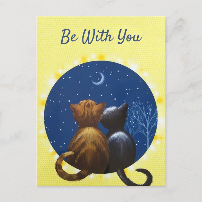 Cat Moon Love Be With You Holiday Postcard (Front)
