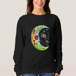 Cat Moon Sugar Skull Dia de Los Muertos Day of The Sweatshirt