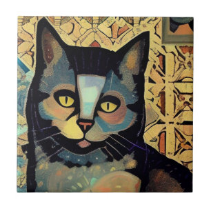 Cat moroccan mosaic abstract art kitty voices tile