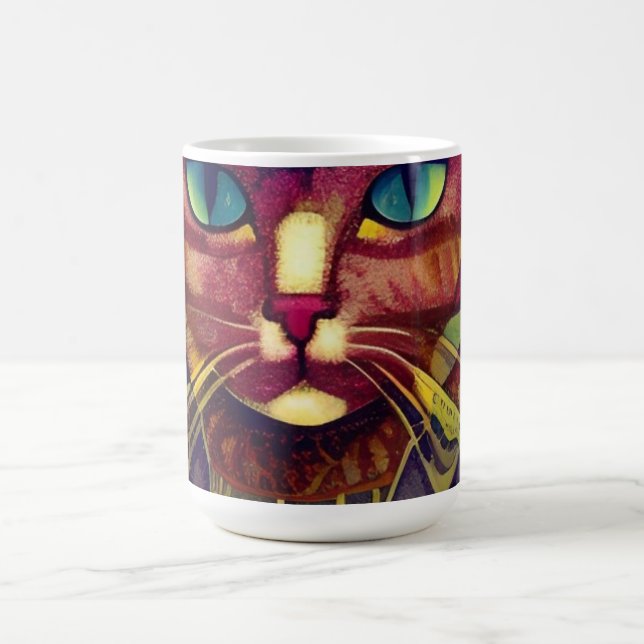 Cat moroccan mosaic abstract art patterned kitty  magic mug (Center)