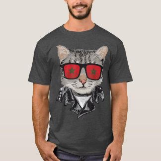 Cat Morocco Flag Sunglasses Cool Moroccan Cat T-Shirt