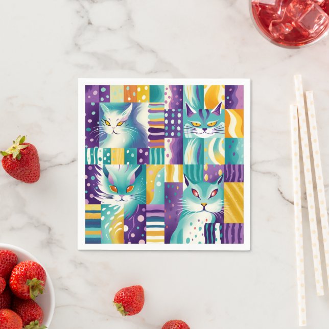 cat mosaic 3 napkin (Insitu)