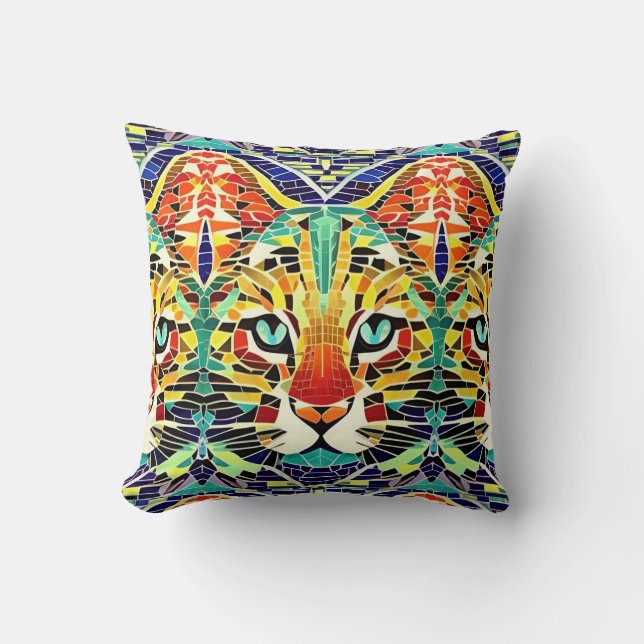 Cat mosaic multicolor beautiful kitty voices cushion (Front)