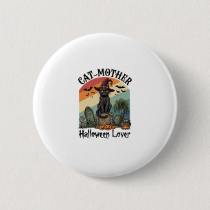 Cat Mother Halloween Lover Black Witch Hat Pumpkin 6 Cm Round Badge