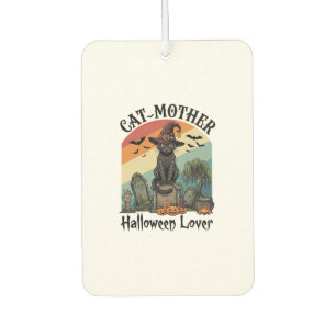 Cat Mother Halloween Lover Black Witch Hat Pumpkin Car Air Freshener