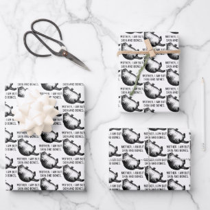 Cat Mother I Am But Skin and Bones For Cat Lover Wrapping Paper Sheet