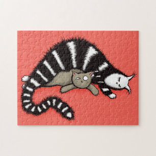 Cat Mother Protects Her Cute Kitty Jigsaw Puzzle