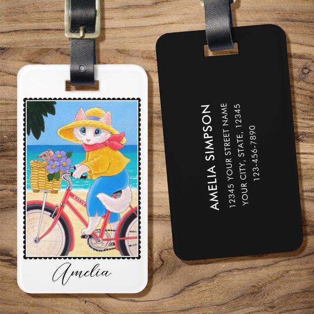  Cat Mouse Best Friends Bicycle Custom Luggage Tag (Creator Uploaded)
