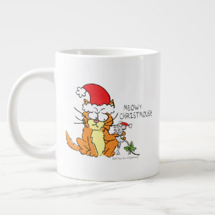Cat Mouse Christmas Funny Cartoon Cute Large Coffee Mug