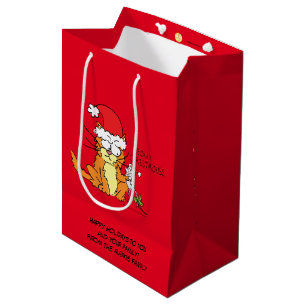 Cat Mouse Christmas Funny Cartoon Cute Medium Gift Bag