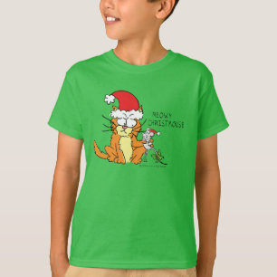 Cat Mouse Christmas Funny Cartoon Cute T-Shirt