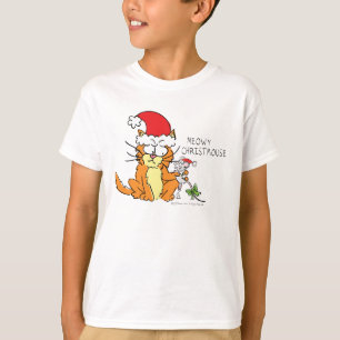 Cat Mouse Christmas Funny Cartoon Cute T-Shirt