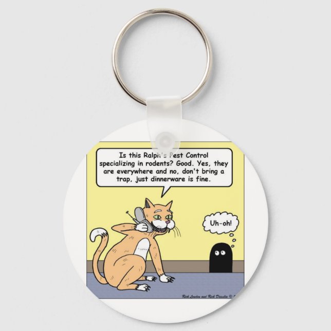 Cat & Mouse Dinnerware Funny Cartoon Gifts & Tees Key Ring (Front)