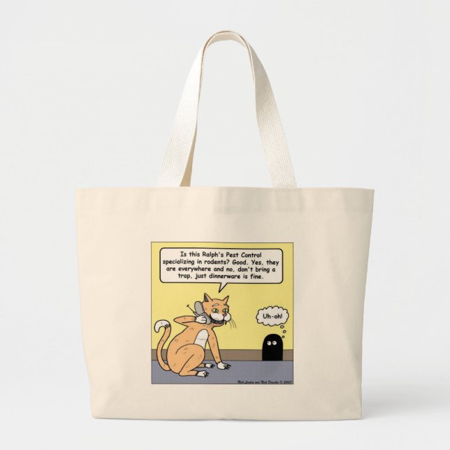 Cat & Mouse Dinnerware Funny Cartoon Gifts & Tees Large Tote Bag (Front)