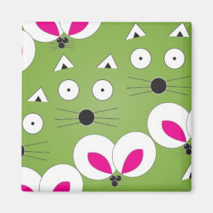 Cat Mouse pattern green Magnet