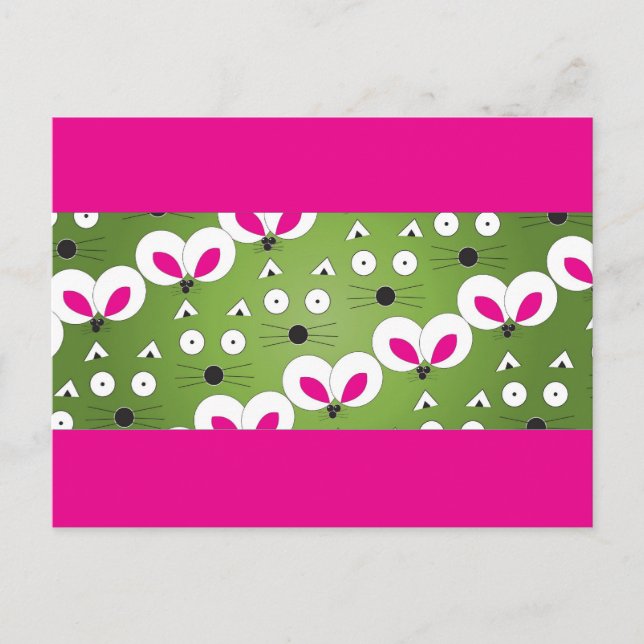 Cat Mouse Pattern green Postcard (Front)