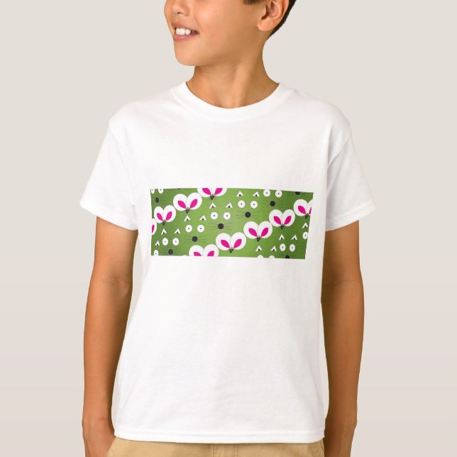 Cat Mouse Pattern Green T-Shirt (Front)