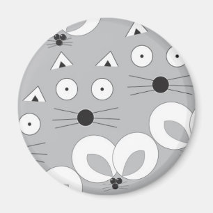 Cat & Mouse pattern grey Magnet