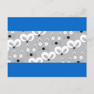 Cat & Mouse pattern grey Postcard
