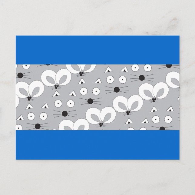 Cat & Mouse pattern grey Postcard (Front)