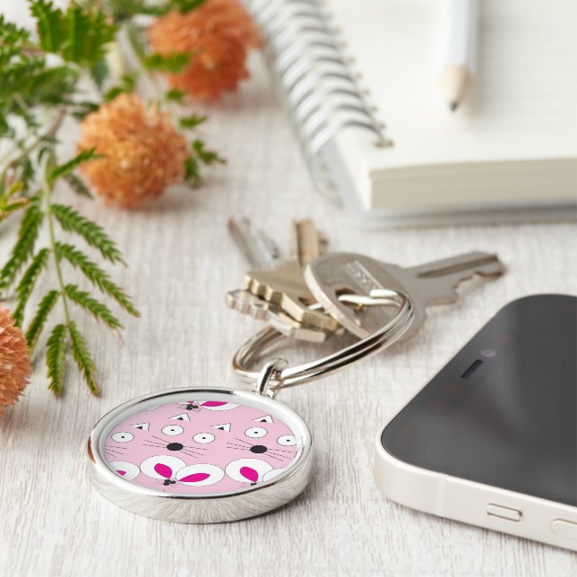 Cat Mouse Pattern Keychain Lt Pink (Side)