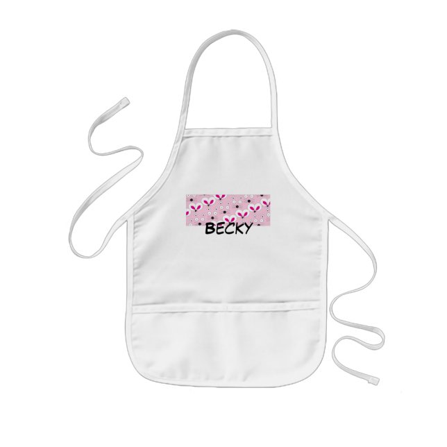 Cat Mouse Pattern Pink Kids Apron (Front)
