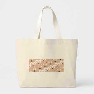Cat & Mouse pattern Tan Large Tote Bag